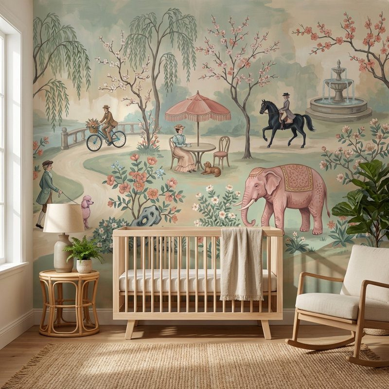 Murale Serene Garden, Peler et coller, 200 po x 120 po