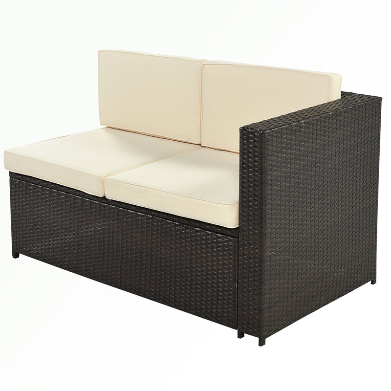 Canapé modulaire d'extérieur courbé avec coussins de 101,61 po de largeur Dilworth, Beige, Brun