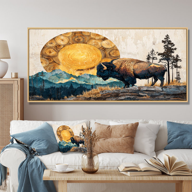 Genelda - Animals Large Wall Art, H 28 po x l 60 po, Cadre flottant, Blanc