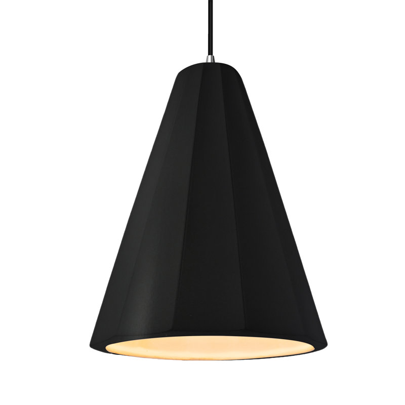 Radiance - Luminaire suspendu 1 lumière cannelé - Carbone - Noir mat - Chrome poli - l 9 po x H 13 po - Ampoule remplaçable - Cordon noir