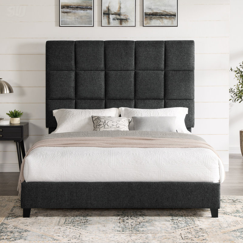 Queen Size Upholstered Platform Bed (Bed)