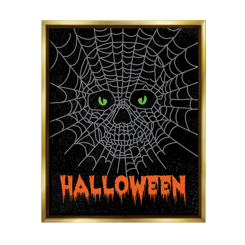 «Spooky Halloween Spider Web Skull» par Linda Birtel, impression sur toile, H 21 po x l 17 po x P 1,7 po