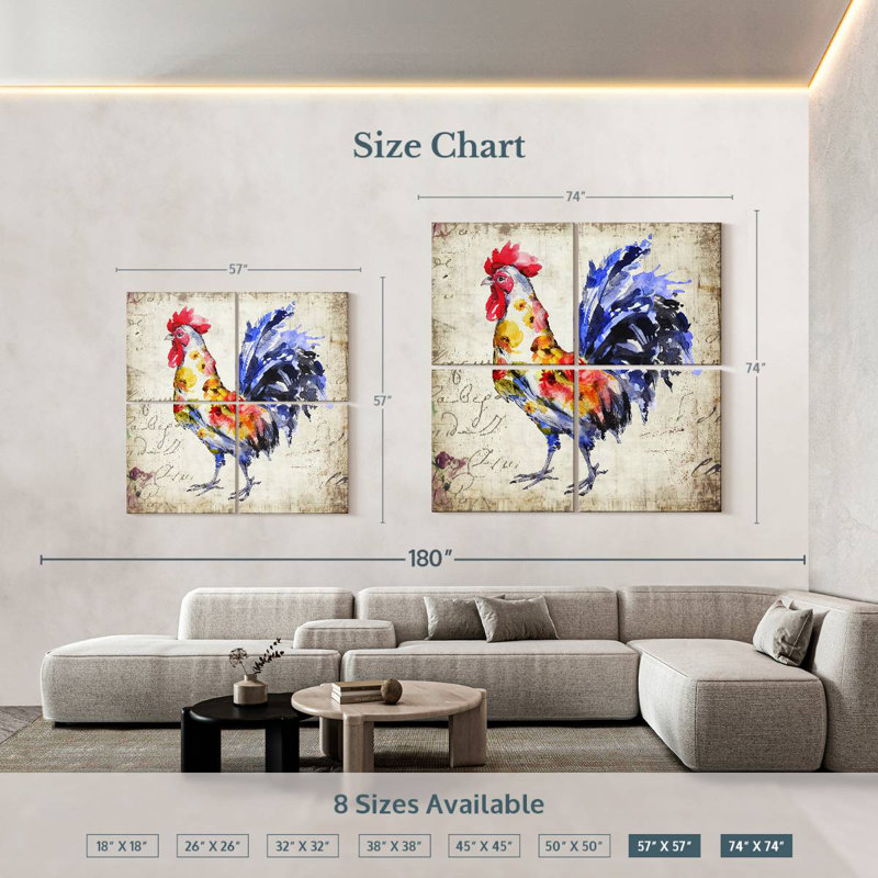 Coq floral Brampt, H 57 po x l 57 po