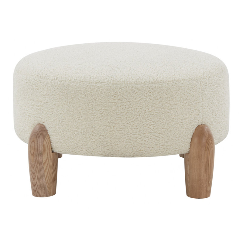 Repose-pieds rond scandinave Geddes, Sherpa ivoire, Brun