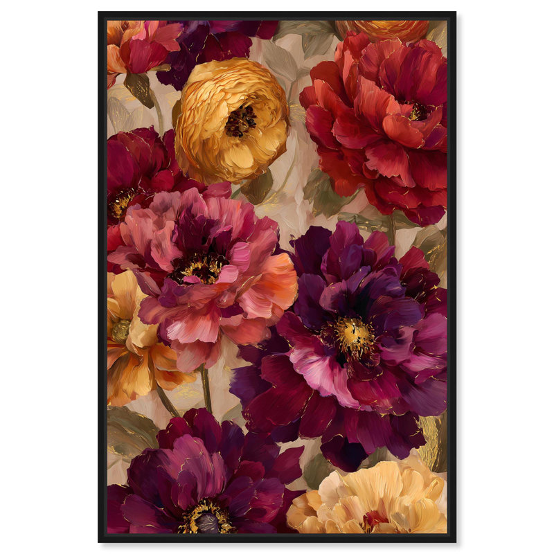 Impression florale sur toile «Deep Blossoming» par Art Remedy, Cadre noir, H 16 po x l 11 po