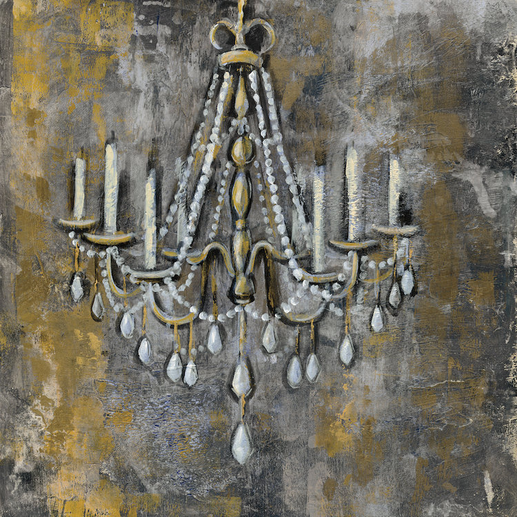 "rétro lustre ii" , reproduction d’art sur toile tendue, H 18 po x l 18 po x P 1,5 po