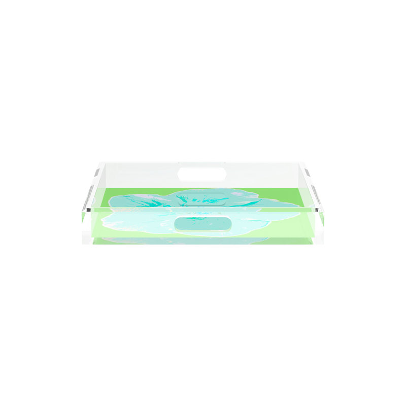 Plateau décoratif carré en acrylique Hibiscus, L 12 po x P 12 po x H 2 po, Clolony