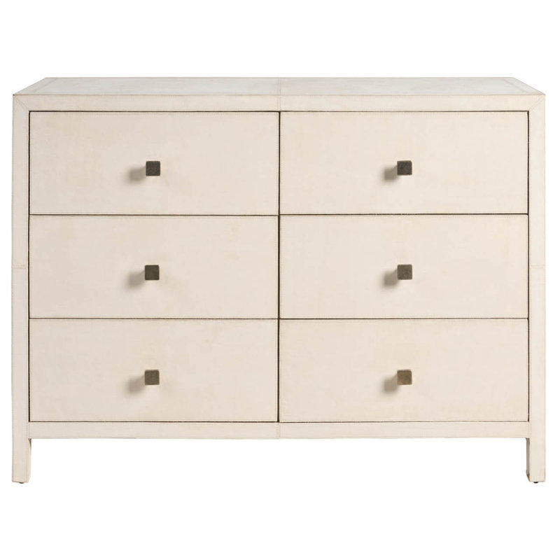 Modern Lira 52" Wide Grey Leather Six Drawer Dresser