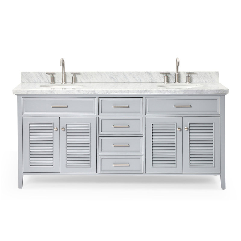 Kensington 73'' W Double Vanity, Gray, Oval, Pure White Quartz