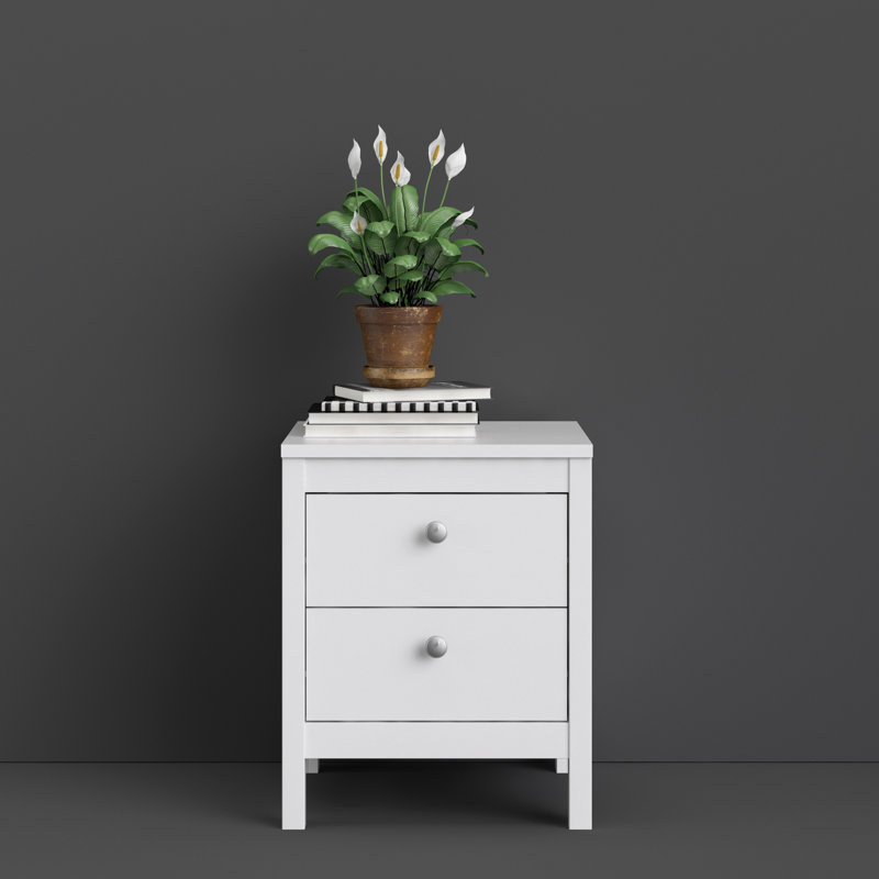 Cynsere 43.6cm W Manufactured Wood Bedside Table, White