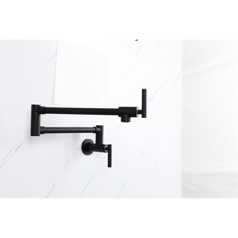 Robinet de remplissage de casserole en noir, fixation murale, 1,75 gallon par minute, robinet de fabrication en acier inoxydable noir, acier