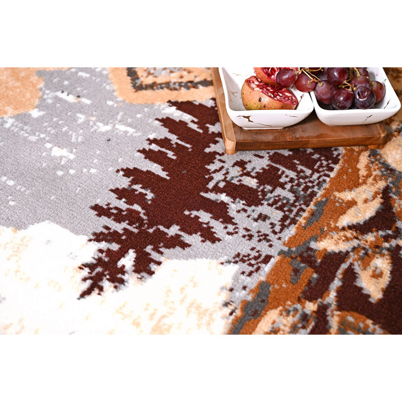 Tapis gris clair / brun clair, Rectangle 3 pi 6 po x 5 pi 6 po