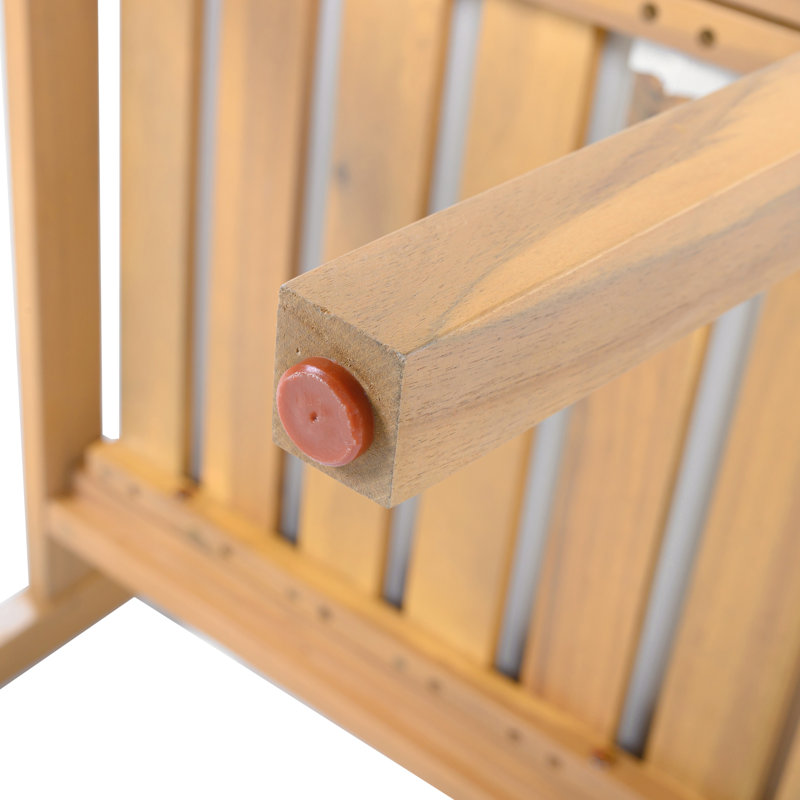 Ensemble de 4 chaises de patio Modernes, bois d'acacia, coussins beiges