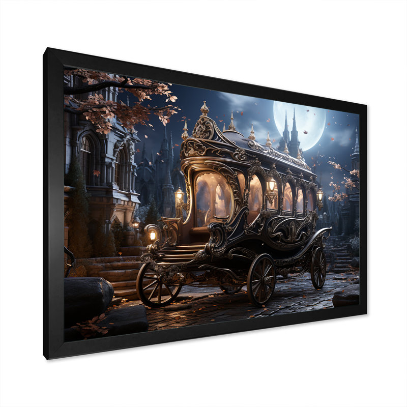 «Enchanted Evening Carriot - Old American Cart», art mural, Cadre d'angle fermé noir, H 12 po x l 20 po x P 1 po