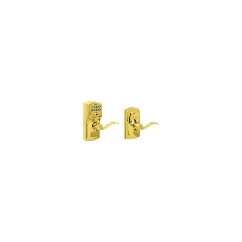 Accent Keypad Lever with Camelot Trim, Right, Lifetime Brass
