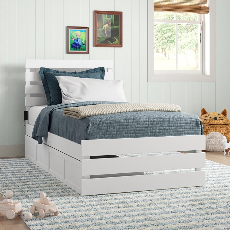 Dionis Kids Extra Long Twin with Drawers, White