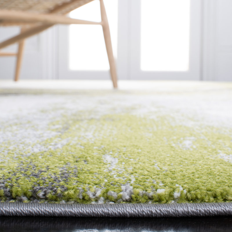 Rizer Abstract Gray/Green Area Rug, Rectangle 5'3" x 7'6"