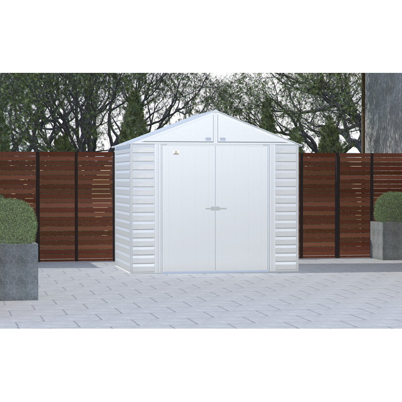 Flute Grey 8x6 Galvanized Steel Storage Shed with High Gable Roof