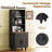 Farmhouse Storage Cabinet with Solid Wood Gourd Legs, Adjustable Shelves & 5-Tier Bookshelf with Drawer, Black-476791713