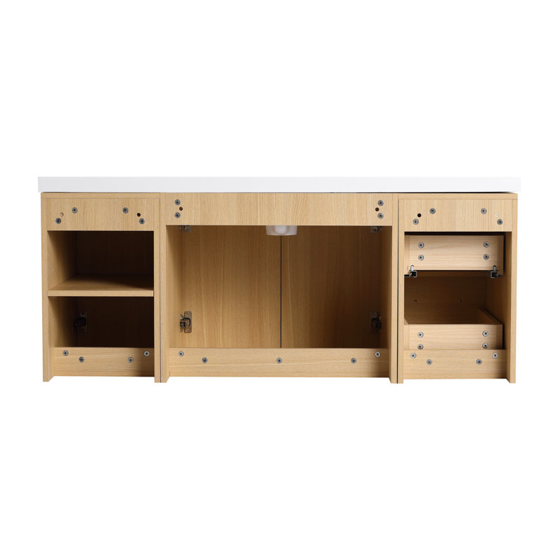 Ensemble de meuble-lavabo flottant simple 48 po avec lavabo supérieur en résine, tablette et tiroirs