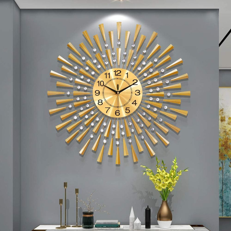 Metal Wall Clock, Large, Gold