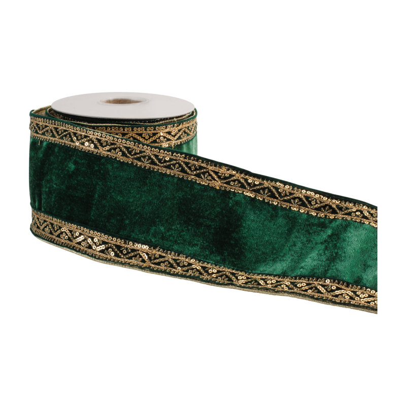 Ruban de velours avec bordure métallique ornée 4 po x 5 po