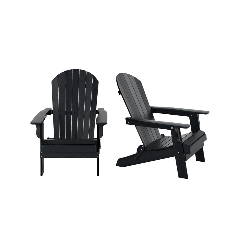 Arrlo Foldable Outdoor Adirondack Set, Black