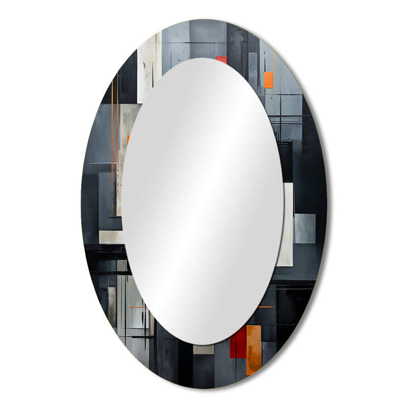 Onyx Opulence Vector I - Miroir mural moderne ovale, 36 po x 24 po