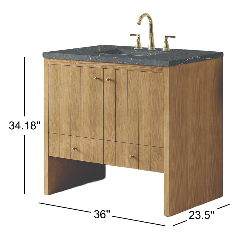 Hudson 36'' W Single Vanity, Light Natural Oak, Parisien Bleu, 8" Widespread