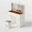 Meuble-lavabo de 46 po avec 10 tiroirs, miroir, tabouret, 3 modes d'éclairage, prise de courant, miroir coulissant silencieux pour chambre à coucher et port commode personnalisable