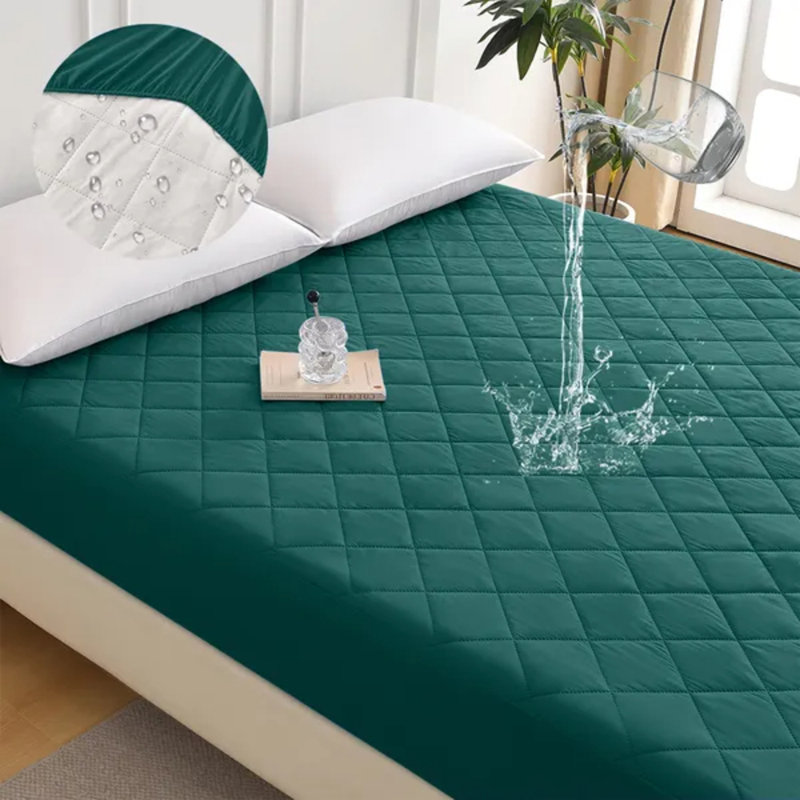 Diamond Grid Ultrasonic Waterproof Mattress Protector – Full Size, Green