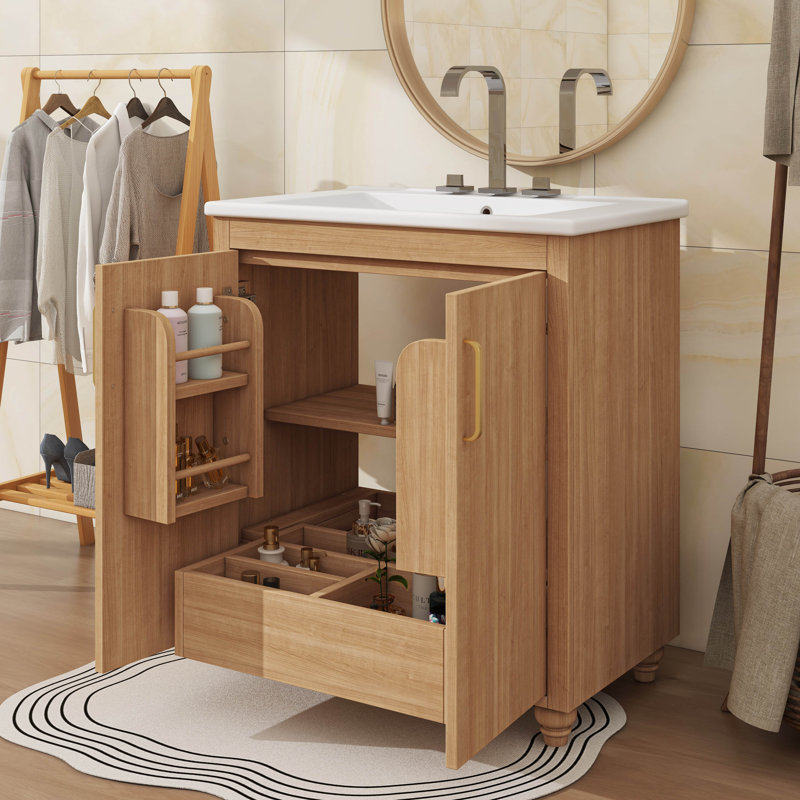 Optimisez l'espace de la salle de bain en utilisant un meuble-lavabo avec lavabo 30 po avec portes et tiroir