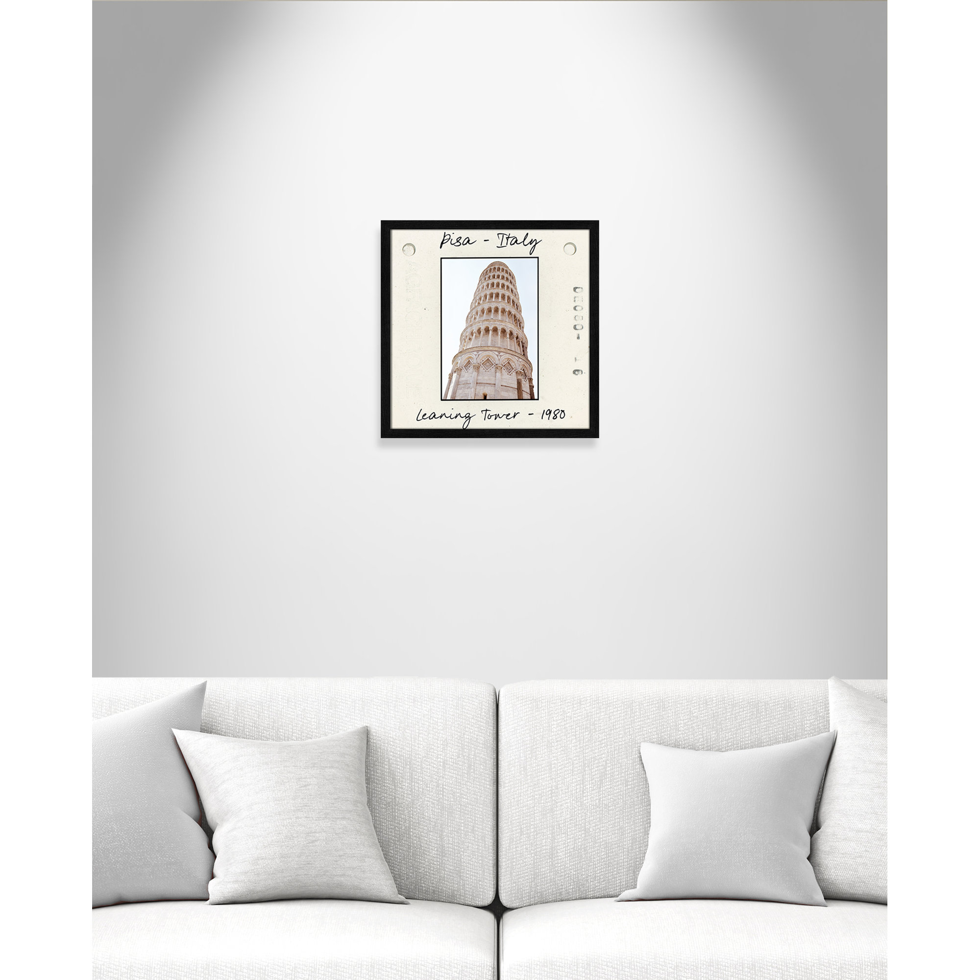 Pisa, Italy - Leaning Tower Print by Natalie Carpentieri, Black Single Picture Framed Paper, 17" H x 17" W x 0.75" D