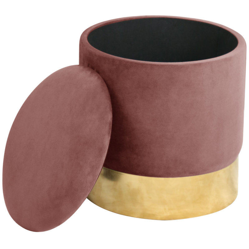 Ajhane 39cm Wide Velvet Tufted Circle Pouf Ottoman with Storage