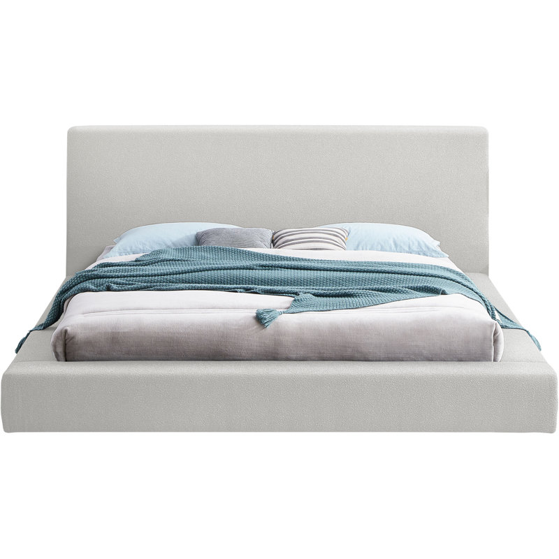 Issaias Upholstered Panel Storage Bed, Cream Boucle Fabric, King