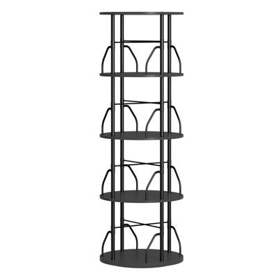 Rotating 360° Bookshelf Tower, Stackable Spinning Bookcase, Space‑Saving Revolving Round Shelf, Floor Standing Swivel Corner Organizer