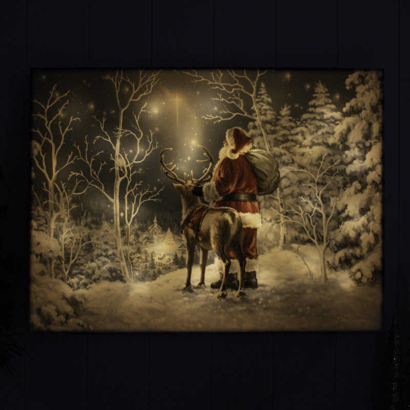 Starry Night Santa 18x24 Fully Illuminated ColorChange LED Print