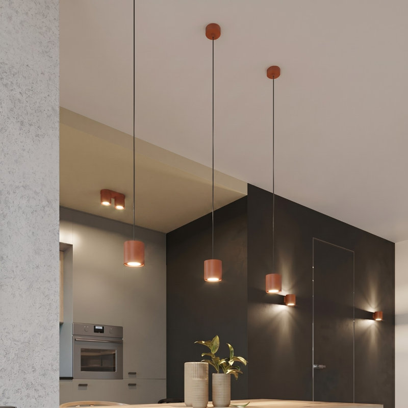 ORBIS Flush Mount, Red Ochre, Ceiling lamp ORBIS 2 red ochre, 2 Lights
