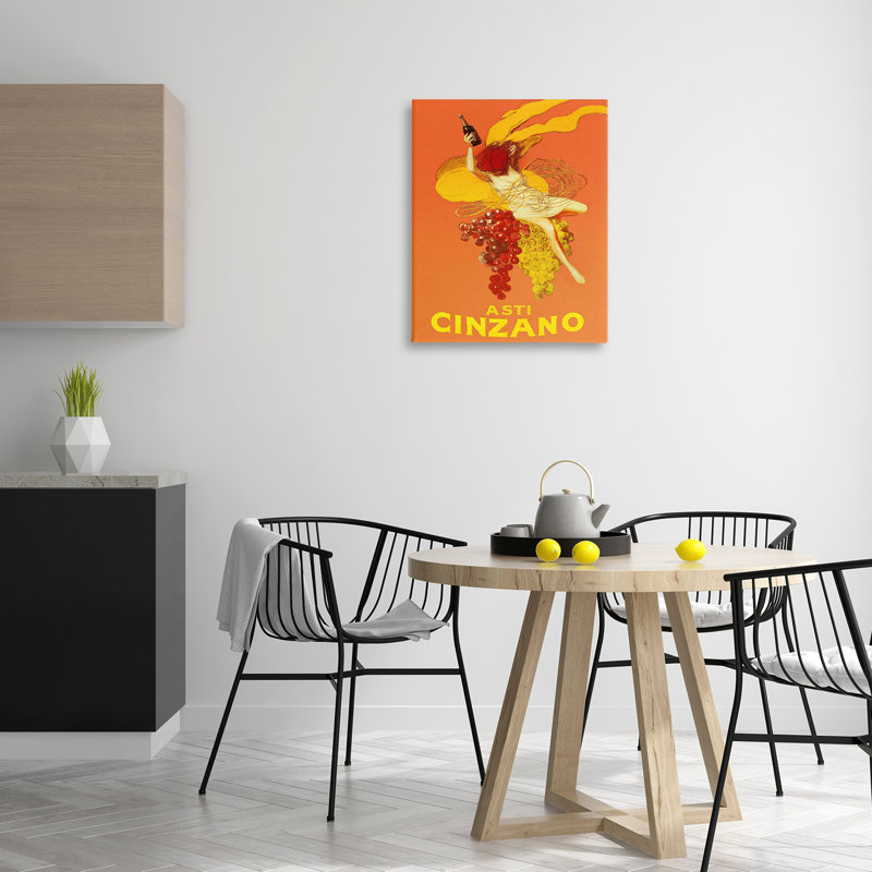 Affiche rétro sur toile Cinzano, design par Lil 'Rue, H 30 po x l 24 po