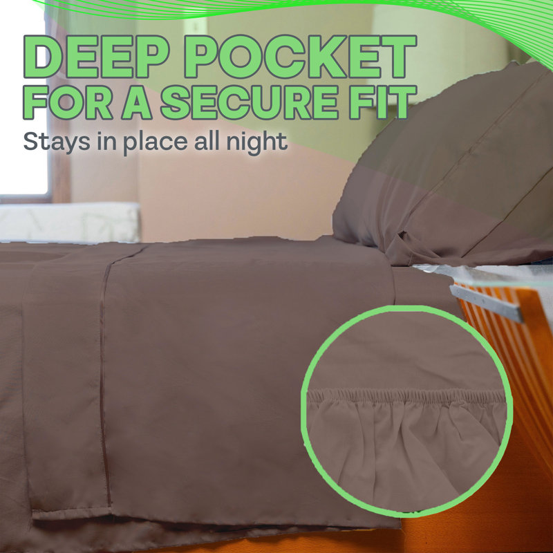 Ultra Soft Bamboo Sheet Set - 4 Pc Set - Wrinkle Resistant - Cooling Sheets with Deep Pockets, Treebark