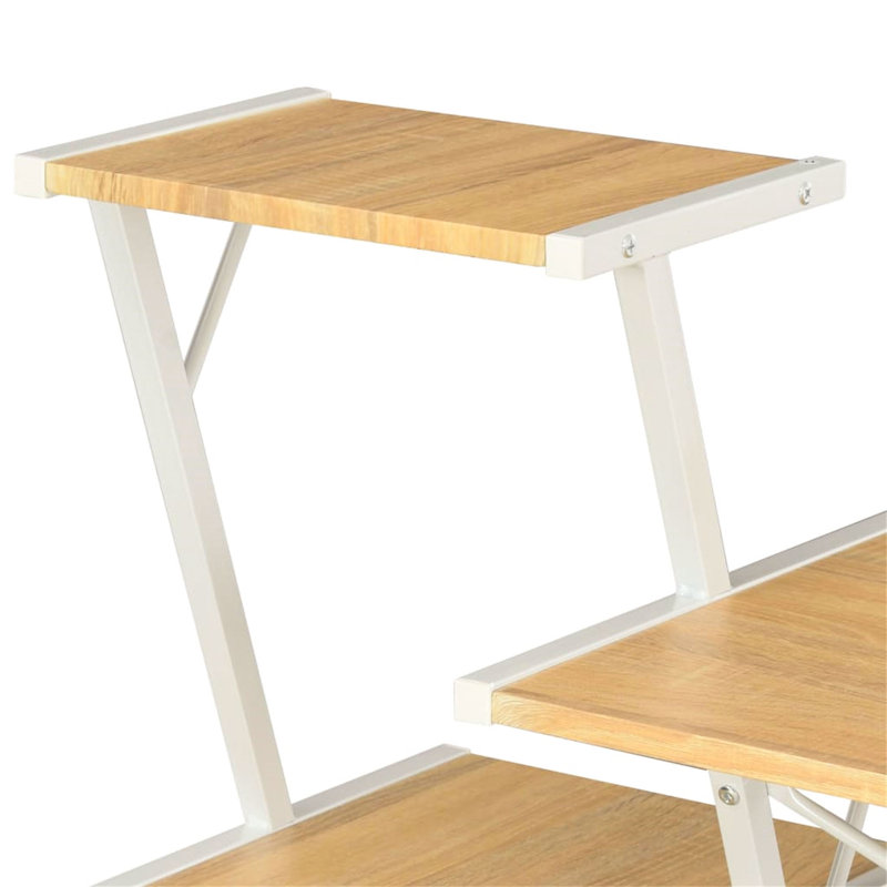 Alexandre Metal Base Writing Desk, Oak, White
