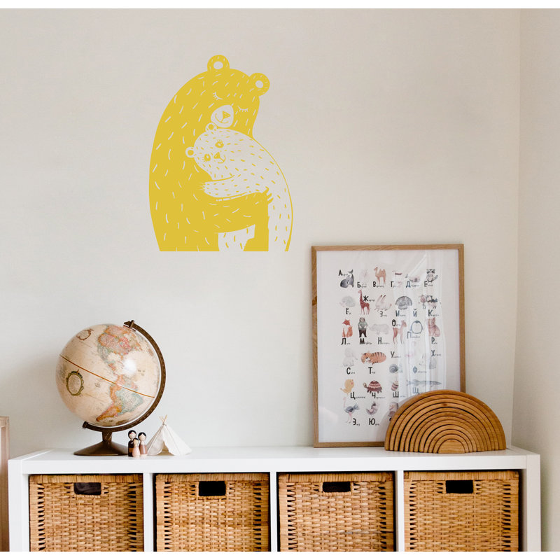 Adhésif décoratif famille d'ours, H 52 po x l 38 po, Doré