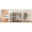 Lit mezzanine double blanc avec tablettes multifonctionnelles et bureau intégré, structure en bois de pin, style rustique moderne
