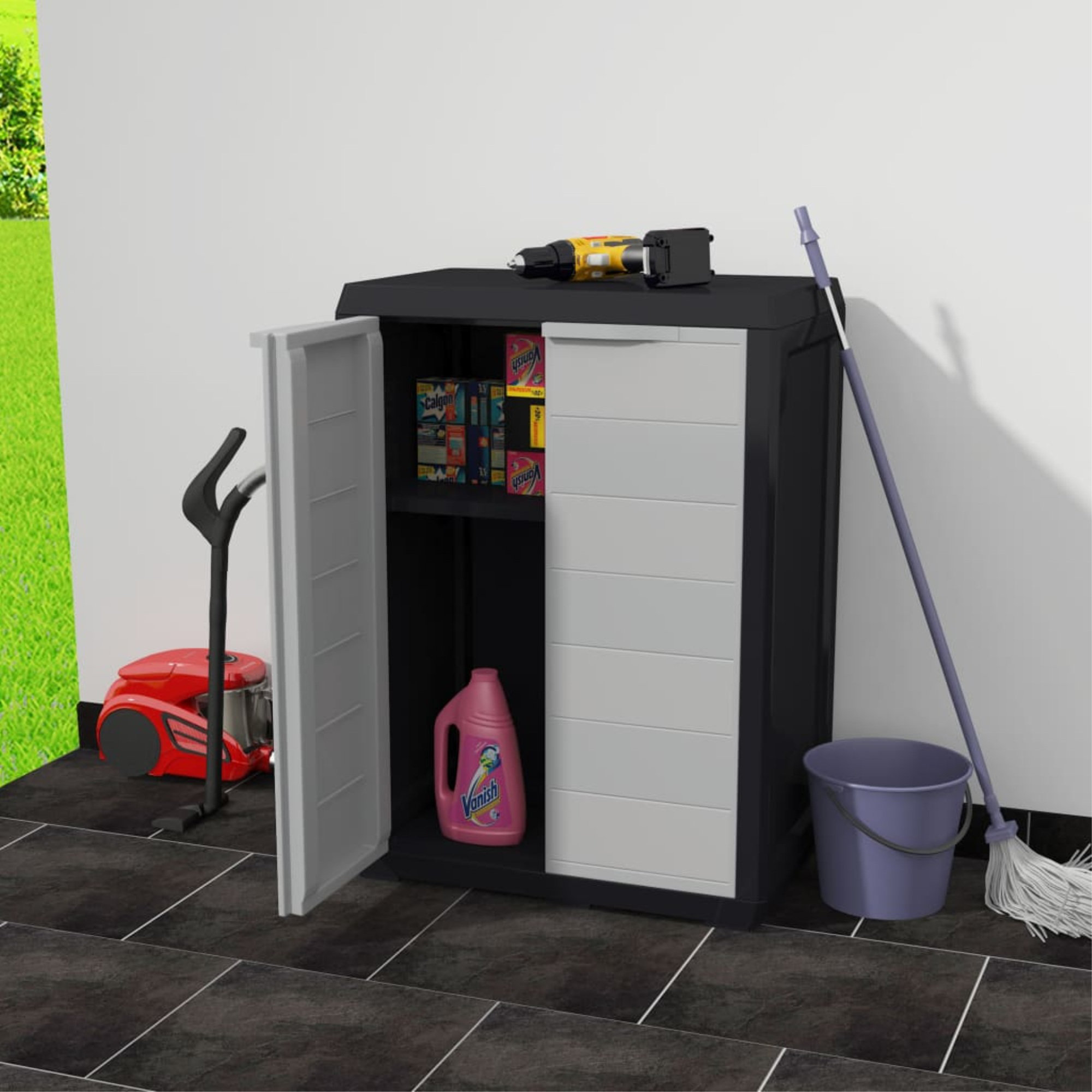 Rebrilliant Storage Unit Outdoor Storage Cabinet Shed with Shelves