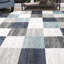 Blue And Grey Geometric Power Loom Stain Resistant Area Rug