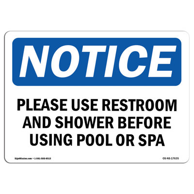 Please Use Restroom and Shower Before Using Sign