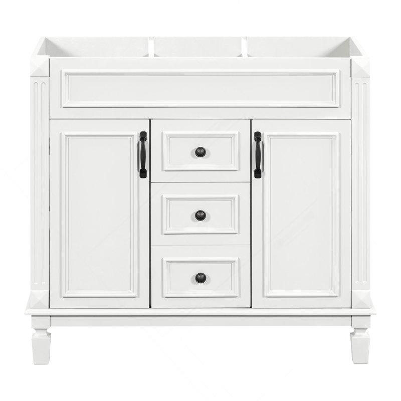 Meuble-lavabo 36 po sans lavabo supérieur, armoire seulement, armoire de rangement moderne avec 2 portes à fermeture douce et 2 tiroirs