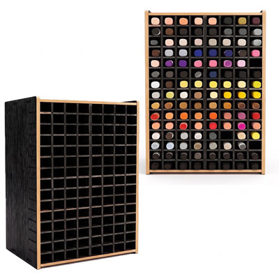 Organiseur de marqueurs en bois à 120 emplacements, porte-stylos/marqueurs de bureau en MDF avec compartiments quadrillés pour marqueurs de peinture, fournitures artistiques, perles de loisirs créatifs, stylos à dessin et articles de papeterie, noir