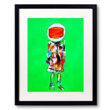 Astronaut on Green Framed Graphic Art