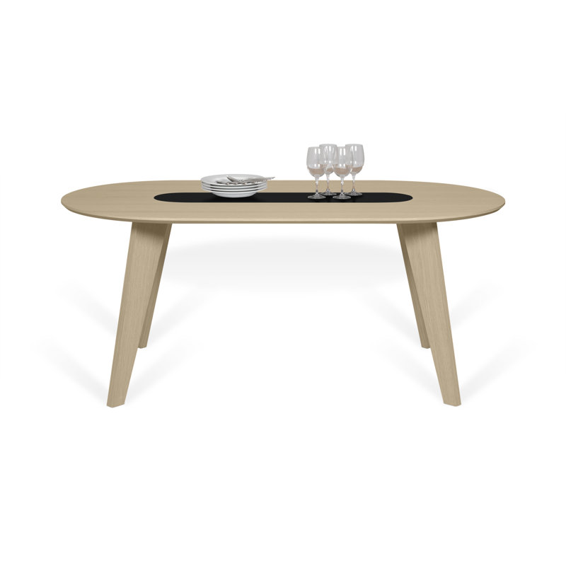 Caspian Oval Dining Table, Light Oak Veneer/White